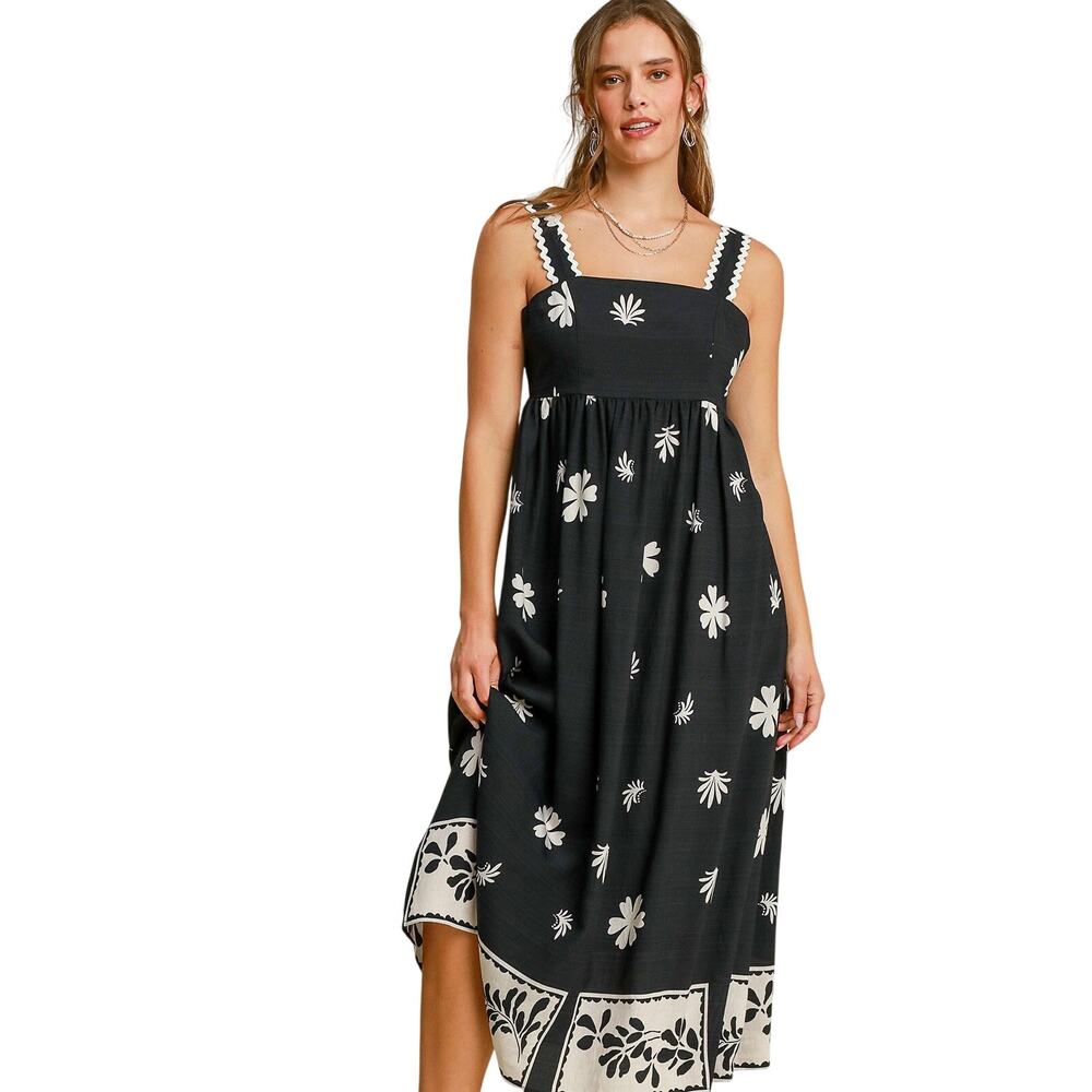 Umgee NWT Boutique Black & White Resort Midi Coastal Sundress SZ M - Picture 5 of 8